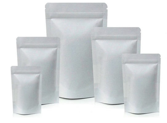 WHITE KRAFT PAPER STAND UP POUCH WHOLESALE