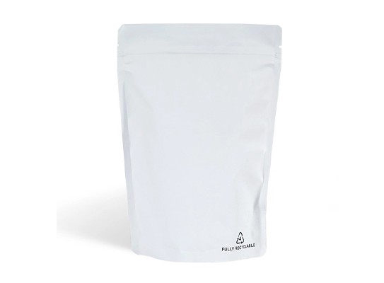 MATTE WHITE RECYCLABLE STAND UP POUCH WHOLESALE