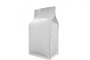 WHITE COMPOSTABLE FLAT BOTTOM POUCH WHOLESALE