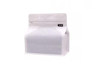 WHITE KRAFT PAPER FLAT BOTTOM POUCH WHOLESALE